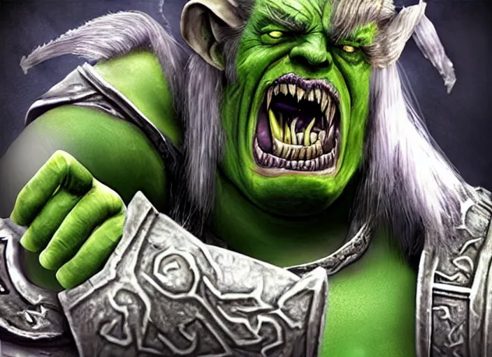 Image similar to donald trump as orc in world of warcraft