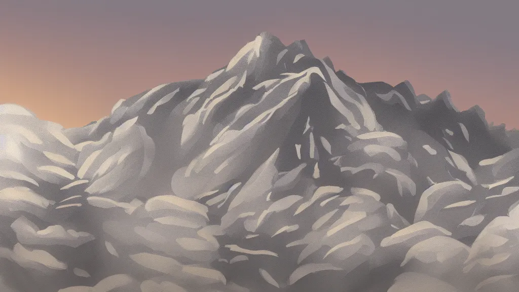 Prompt: digital painting of a mountain made out of pillows, realistic, warm lighting