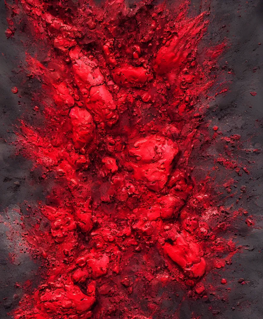 Prompt: hyper realistic blood splash on tar texture, art by greg rutkowski, intricate, ultra detailed, photorealistic, vibrante colors, colorful, trending on artstation, 4 k, 8 k