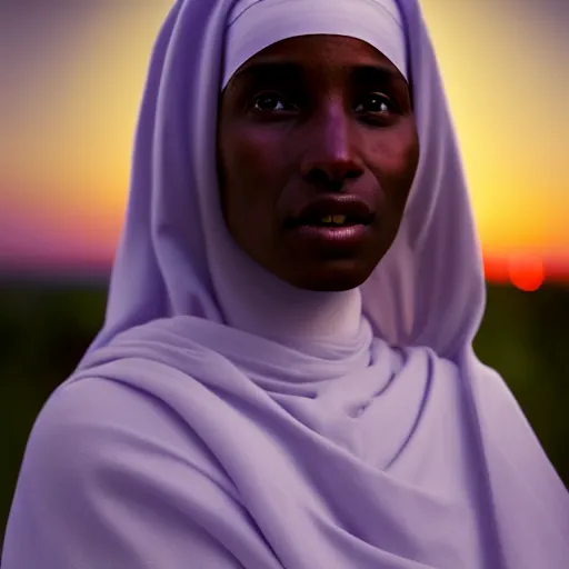 Image similar to photographic portrait of a stunningly beautiful renaissance ethiopian nun female in soft dreamy light at sunset, contemporary fashion shoot, by edward robert hughes, annie leibovitz and steve mccurry, david lazar, jimmy nelsson, breathtaking, 8 k resolution, extremely detailed, beautiful, establishing shot, artistic, hyperrealistic, beautiful face, octane render