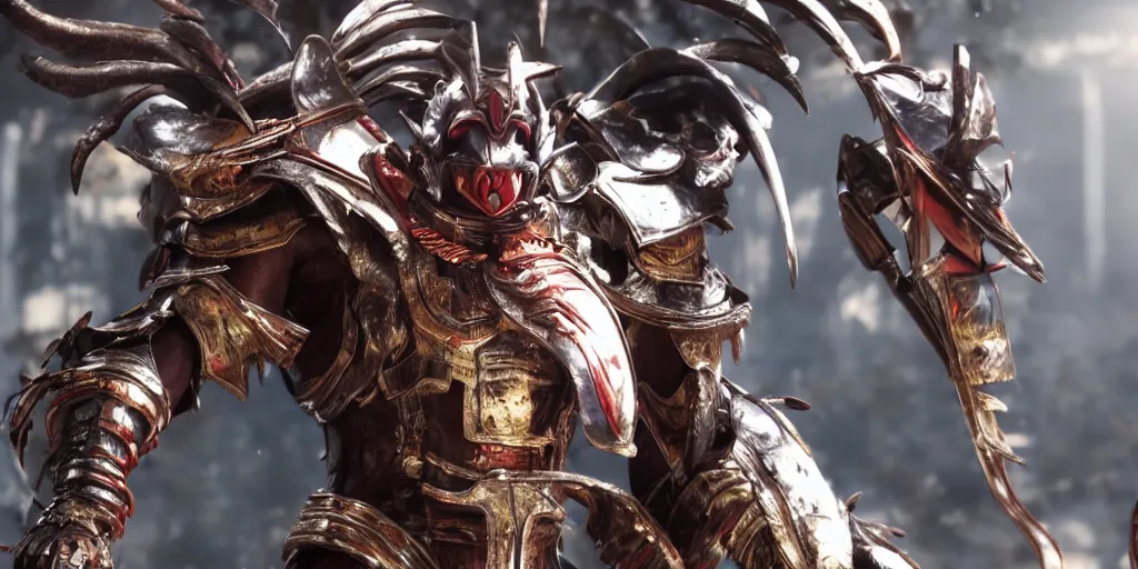 Prompt: a film still of a black man starring in a japanese blockbuster film as yoshimitsu from tekken, shallow depth of field, cinematic, award winning cgi, vfx, film still