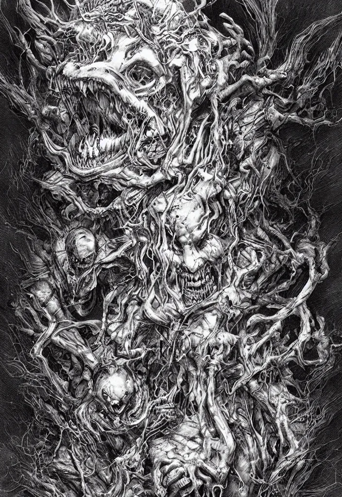 Image similar to a strange eerie magical scary creature in an eerie uncanny hell, transluscent neon, horror, concept art, detailed, intricate, award - winning, cinematic, by kentaro miura