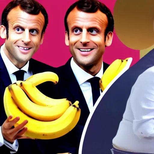 Prompt: footage of Emmanuel macron robbing a McDonald with a banana