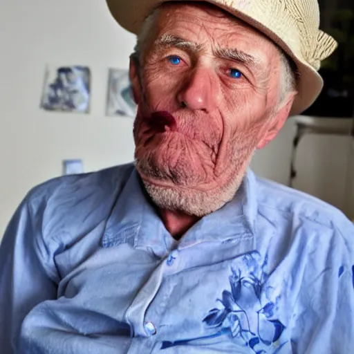 Image similar to a very ugly blue eyed old man