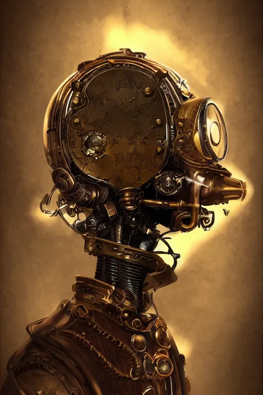 Image similar to steampunk helmet fantasy art mask robot ninja stylized digital illustration sharp focus, elegant intricate digital painting artstation concept art global illumination ray tracing advanced technology chaykin howard and campionpascale and cooke darwyn and davis jack