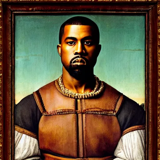 Image similar to A Renaissance portrait painting of Kanye West