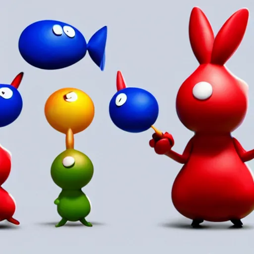 Prompt: video game pikmin, one creature, red bulbor, white background, 8 k, high quality - n 3 - s 1 5 0