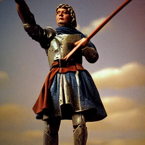 Image similar to action figure of jean d'arc advertising photograph, photographic, hyperreal, 3 5 mm