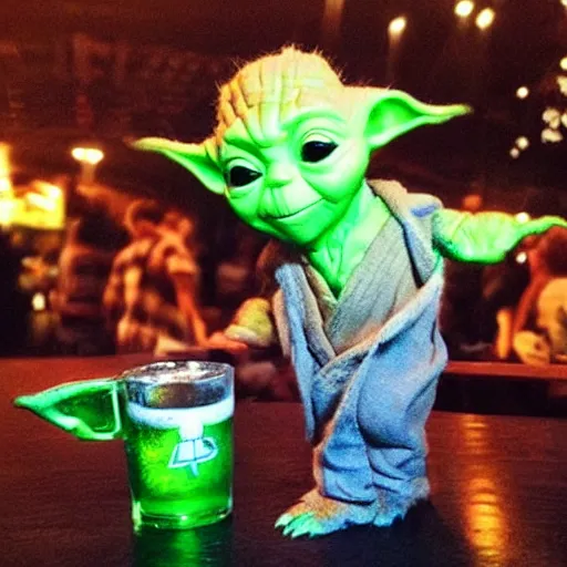 Prompt: “Baby yoda and Groot drinking beer at Oktoberfest , cinematic lighting”