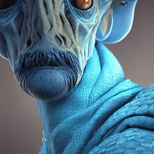 Image similar to a highly detailed portrait of a humanoid giraffe in a blue cloak, close - up, adventurer, artstation, deviantart, professional, unreal engine 5, octane render