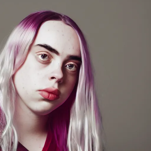 Image similar to Portrait of Billie Eilish, XF IQ4, 150MP, 50mm, F1.4, ISO 200, 1/160s, natural light, Adobe Lightroom, photolab, Affinity Photo, PhotoDirector 365