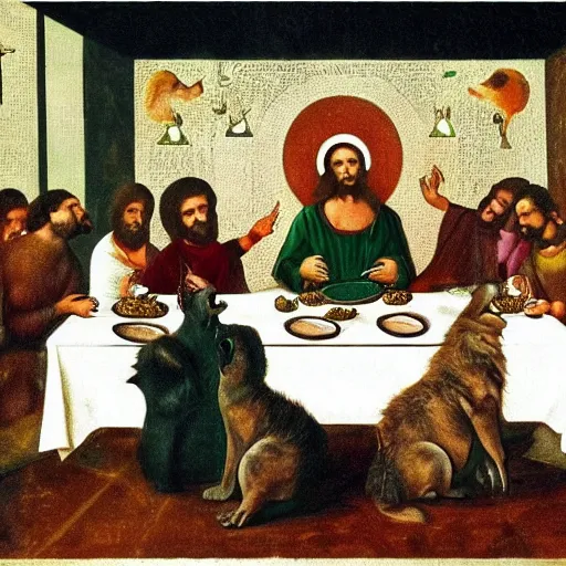 Image similar to the lord's supper with undeads instead of humans