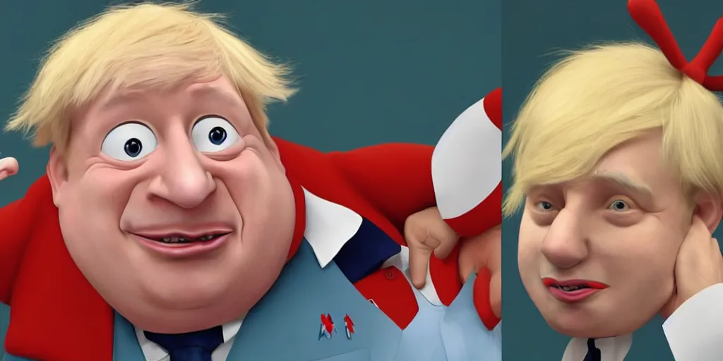 Image similar to boris johnson as the disney version of pinocchio, with a long nose, in the style of kim jung gi