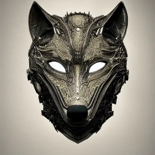 Image similar to Very very very very highly detailed epic photo of face with wolf venetian mask, intricate, dystopian, sci-fi, extremely detailed, digital painting, artstation, concept art, smooth, sharp focus, illustration, intimidating lighting, incredible art by Artgerm and Brom and Vincent di Fate