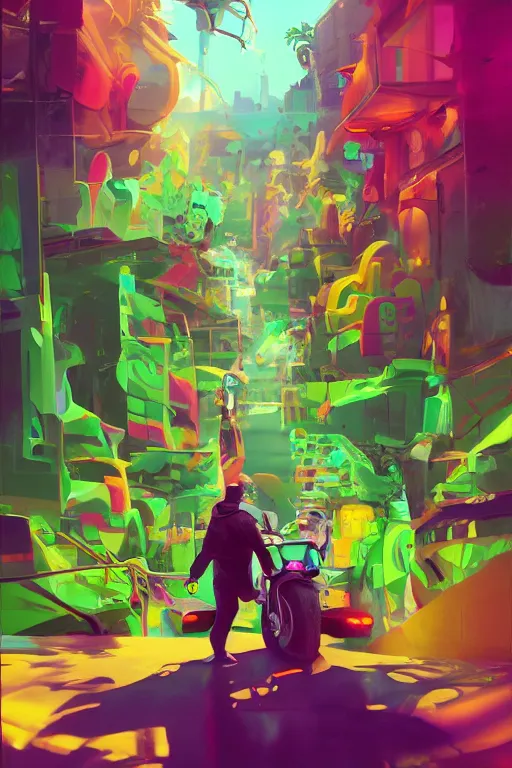 Image similar to 3 d render graffiti nature micro world fluo, art gta 5 cover, official fanart behance hd artstation by jesper ejsing, by rhads, makoto shinkai and lois van baarle, ilya kuvshinov, ossdraws