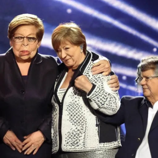 Prompt: chilean president michelle bachelet performs on american idol