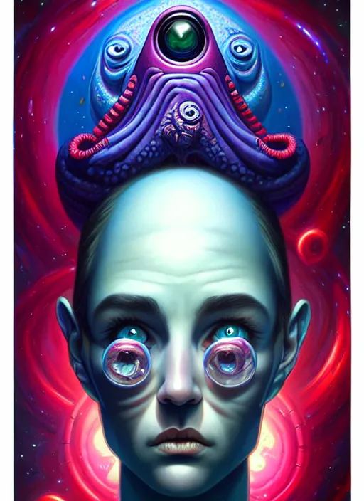 Image similar to cosmic lovecraft random portrait, pixar style, by tristan eaton stanley artgerm and tom bagshaw.