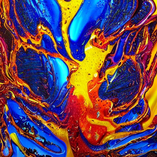 Prompt: an extremely high quality hd surrealism painting of a photo of the abstract melt of glassblowing by the victorious essence of beethovens 7th symphony, molten glass, glowing, liquid glass, 4k, high quality, ultra realistic, painting, vivid reflective impasto brushstrokes, geometric forms, highly detailed symmetry, the fifth series