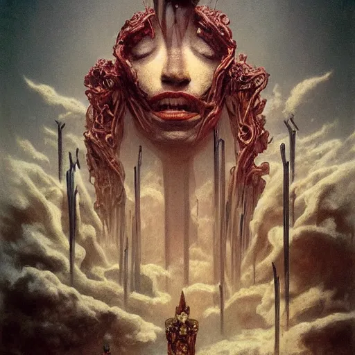 Image similar to The Master of Puppets is pulling your strings twisting your mind and smashing your dreams, fullbody, intricate, horror, highly detailed, artstation, concept art, smooth, sharp focus, illustration, art by greg rutkowski and orientalism and bouguereau and Zdzislaw Beksinski, good clear quality, lighting, biology, symmetrical artwork, perfect face, 135 mm, cinematic, hyper realism, high detail, octane render, 8k, chrome accents