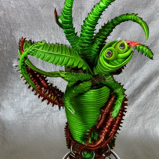 Image similar to steampunk Audrey 2 plant from little shop of horrors in real life, ultra detailed, 8k resolution, ultrarealistic