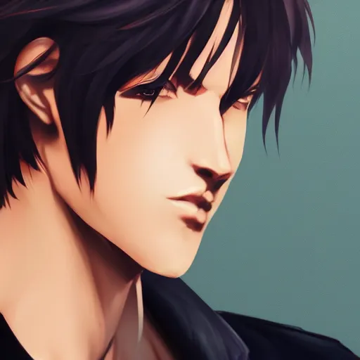 Image similar to detailed beautiful male character art of a protagonist, depth of field, on artists amino, deviantart submission by sakimichan patreon, wlop, weibo high quality art on artstation