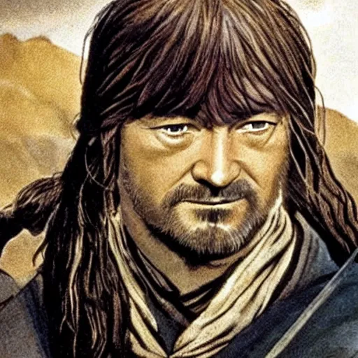 Image similar to What news from the West, O wandering wind, do you bring to me tonight? Have you seen Boromir the Tall by moon or by starlight?