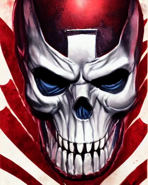 Image similar to red skull in captain america, airbrush, drew struzan illustration art, key art, movie poster