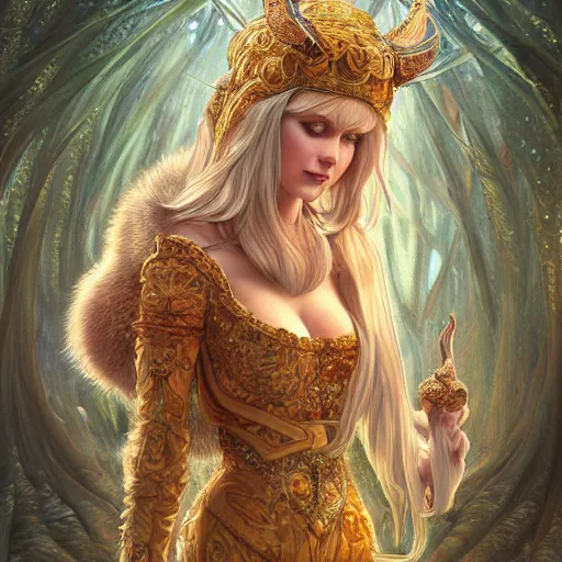 Image similar to a photograpic portrait of a anthropomorphic norse mythology mimosa wearing furry clothes, fantasy, intricate, elegant, highly detailed, digital painting, artstation, concept art, smooth, sharp focus, illustration, art by artgerm and H R Giger and alphonse mucha