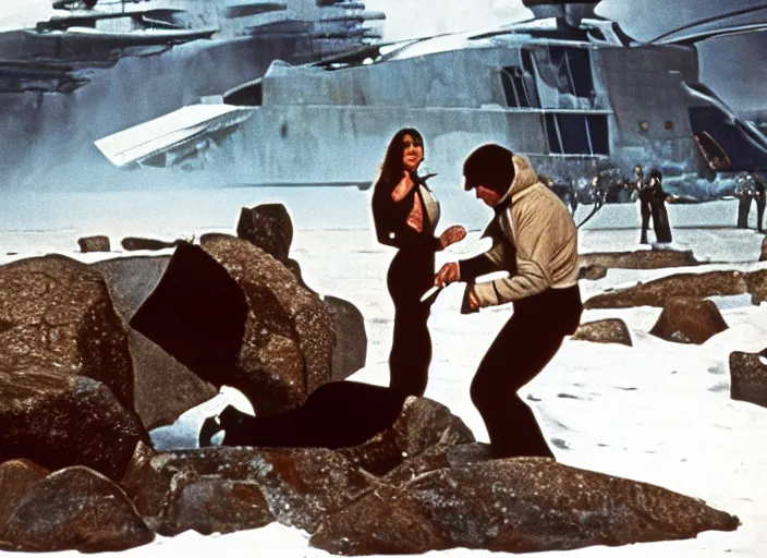 Prompt: scene from the 1 9 7 7 james bond film the spy who loved me