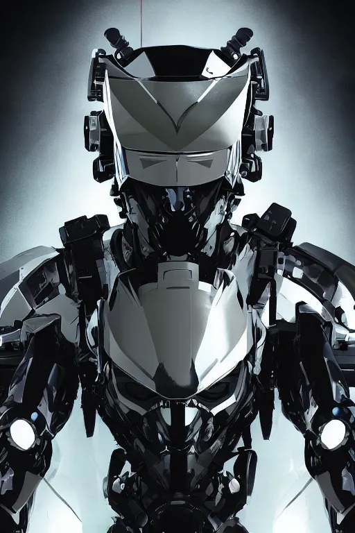 Image similar to cyber cyborg ninja mask helmet metal gear solid artic suit swat commando, global illumination ray tracing hdr fanart arstation by sung choi and eric pfeiffer and gabriel garza and casper konefal, a spectacular view cinematic rays of sunlight comic book illustration, by john kirby