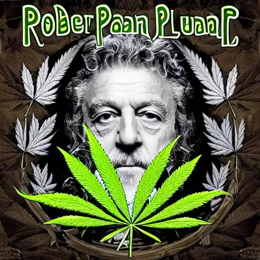 Prompt: robert plant with marijuana buds and leafs for a head and face 4 k