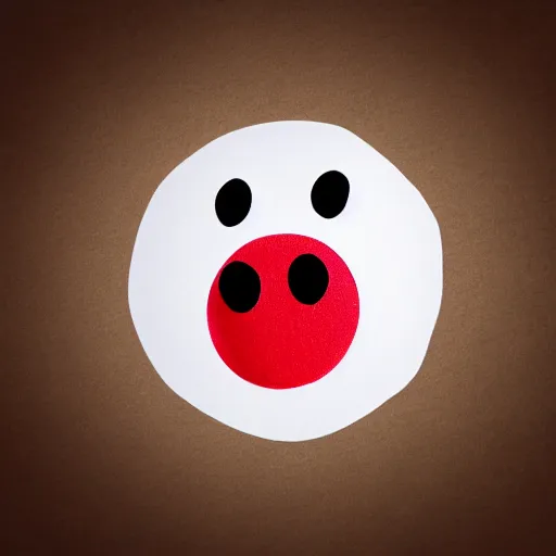 Image similar to child drawing of red eyed emoji face smiling with thumb up