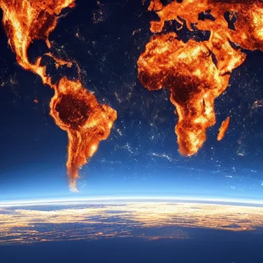 Prompt: the day the earth stood still. atmosphere leaving the earth and stripping the planet bare as the surface becomes molten lava. view from space