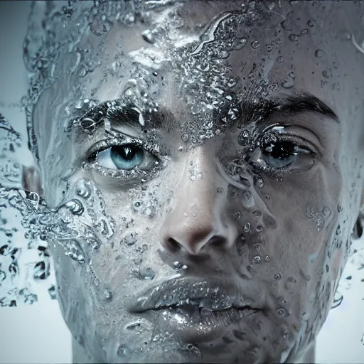 Image similar to a human head, water artwork manipulation, ray tracing, sharp focus, realistic water, long shot