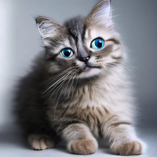 Image similar to cute fluffy cat with laser beams coming out of its eyes