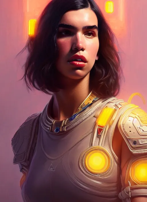 Prompt: portrait of apex legends dua lipa, intricate, elegant, glowing lights, highly detailed, digital painting, artstation, glamor pose, concept art, smooth, sharp focus, illustration, art by artgerm and greg rutkowski, artey freytag