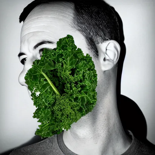 Image similar to tony hale double exposure head of kale