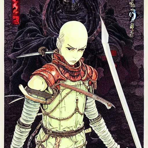 Prompt: prompt : portrait of darksouls character painted in miyazaki color style drawn by katsuhiro otomo and takato yamamoto, inspired by fables, china doll face, smooth face feature, intricate oil painting, high detail, sharp high detail, manga and anime 2 0 0 0