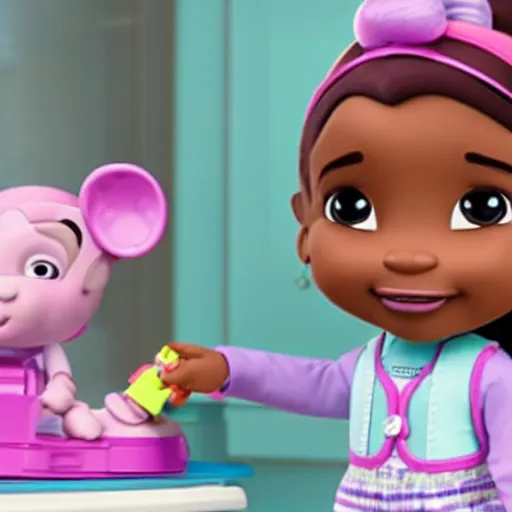 Prompt: doc mcstuffins fixing a toy