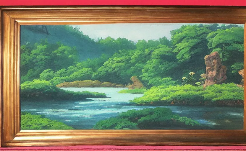 Image similar to a beautiful landscape painted by the best painters of the hudson river's school in the style of studio ghibli