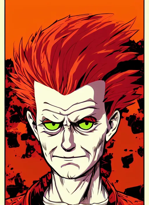 Image similar to delirium face portrait of hisoka by petros afshar, tom whalen, laurie greasley