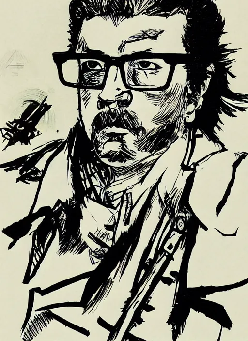 Prompt: salvador allende as a samurai by yoji shinkawa