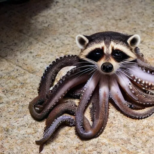 Image similar to photo of an octopus that looks like a raccoon