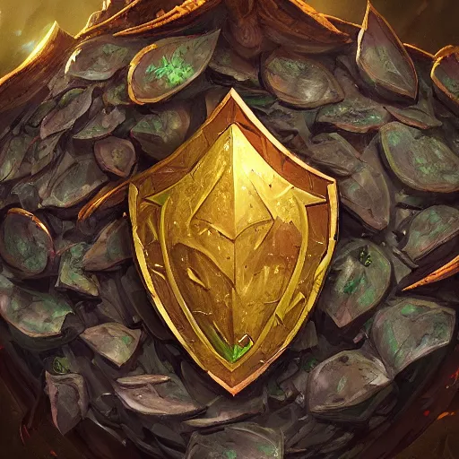 Image similar to leaves shield, epic fantasy style, highly detailed, in the style of Greg Rutkowski, hearthstone artwork