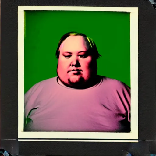 Image similar to color polaroid portrait of a fat man by andy warhol.