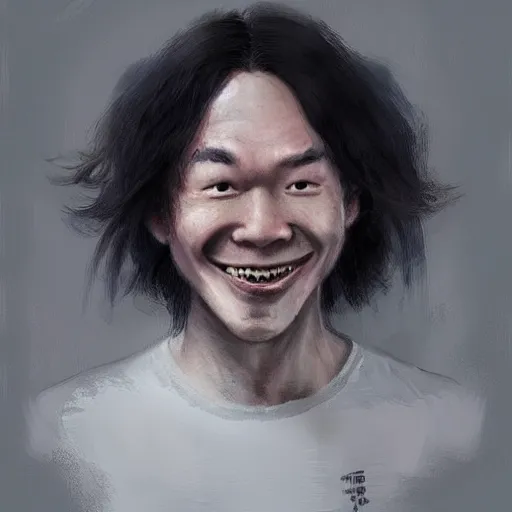 Image similar to portrait of amos yee with a sinister smile, by greg rutkowski