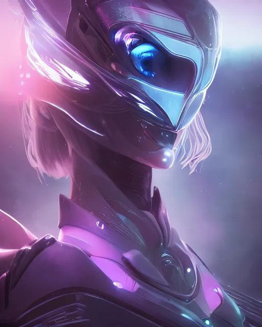 Image similar to perfect android girl on a mothership, warframe armor, beautiful face, scifi, futuristic, galaxy, nebula, raytracing, dreamy, long white hair, blue cyborg eyes, sharp focus, cinematic lighting, highly detailed, artstation, divine, by gauthier leblanc, kazuya takahashi, huifeng huang