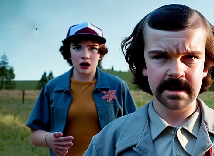 Image similar to film still of jim hopper as mike wheeler in stranger things, 8 k