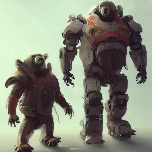 Image similar to 🤖🐻, artstation, Greg rutkowski, Trending artstation,