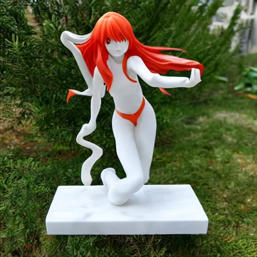 Prompt: Asuka Langley white marble sculpture